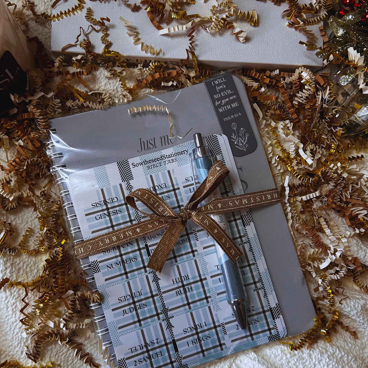 Bible Study Essentials Bundle | Christian Gift Set for Women | Notebook, Bible Tabs, Scripture Pen & Bookmark | Faith Stationery