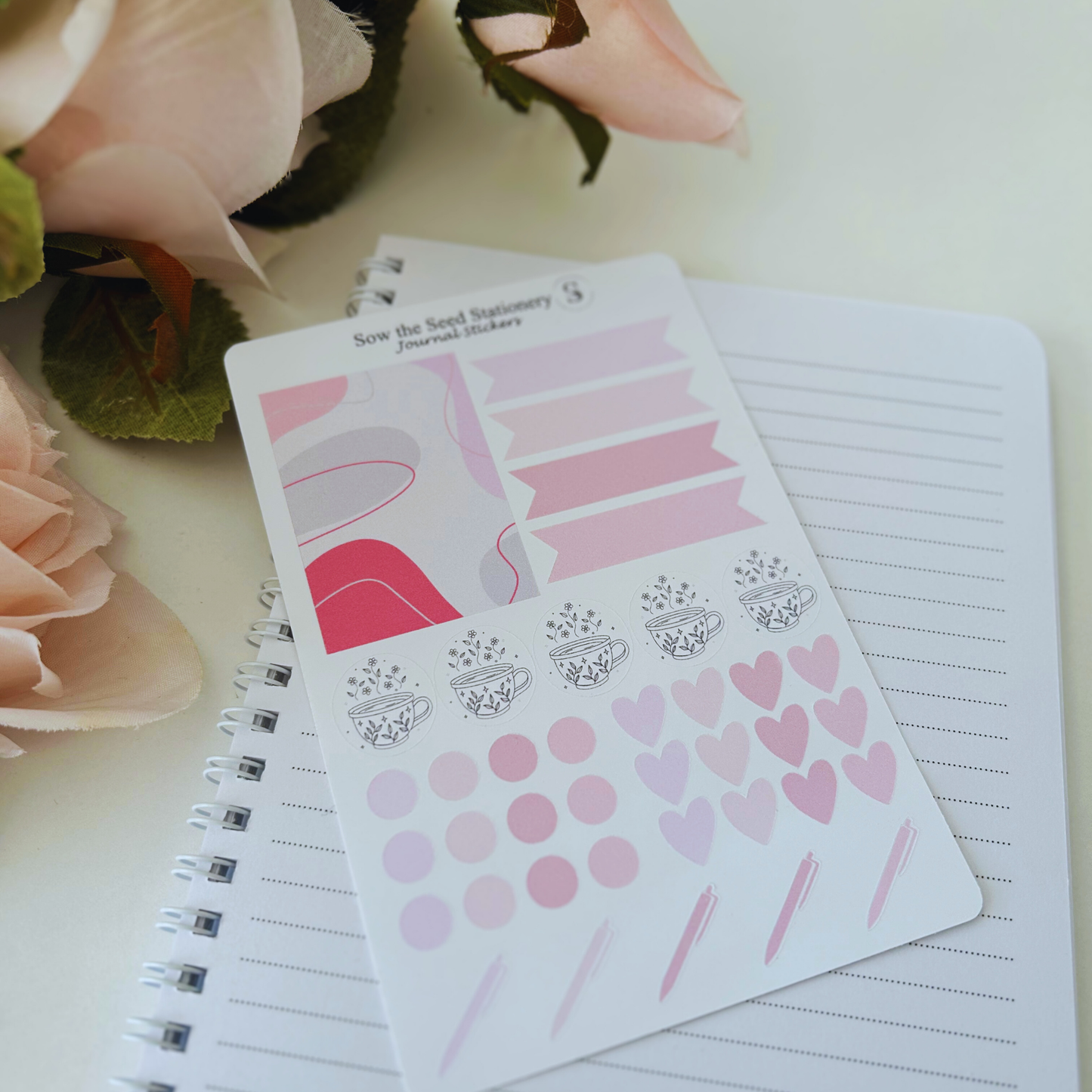 Pink Journaling Stickers | Minimalist Planner & Notebook Stickers