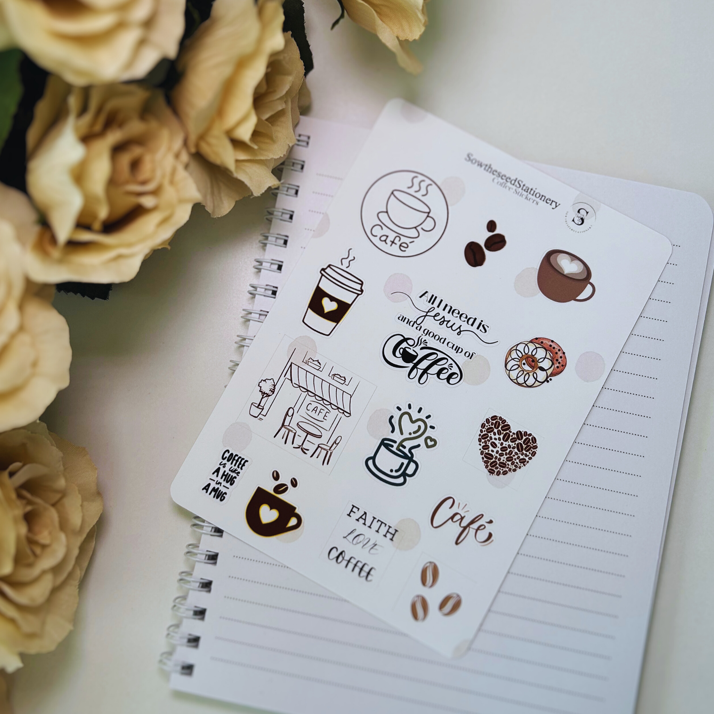Aesthetic Coffee Stickers – Cute & Minimalist Café-Inspired Planner Stickers