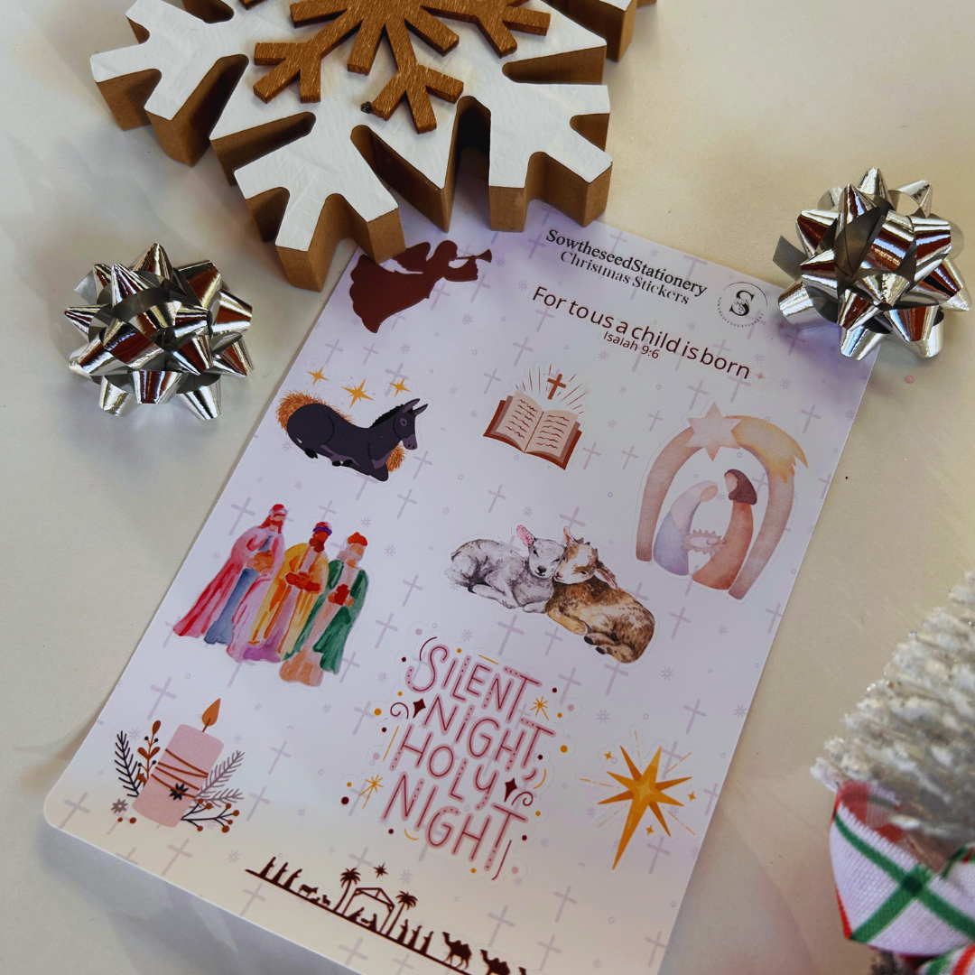 Christian Christmas Stickers – Holiday Sticker Pack - Faith Inspired
