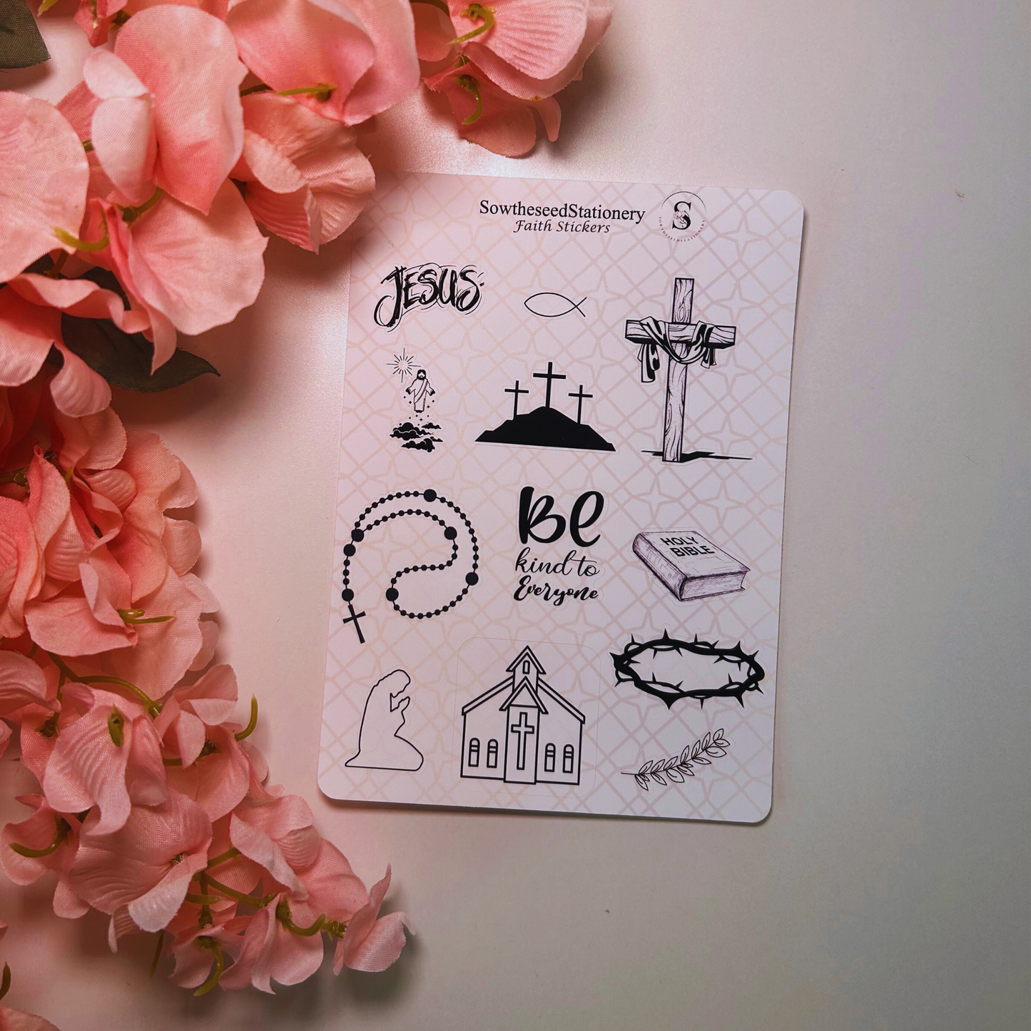 Modern Faith Stickers | Minimalist Jesus Stickers | Black and White Christian Decor