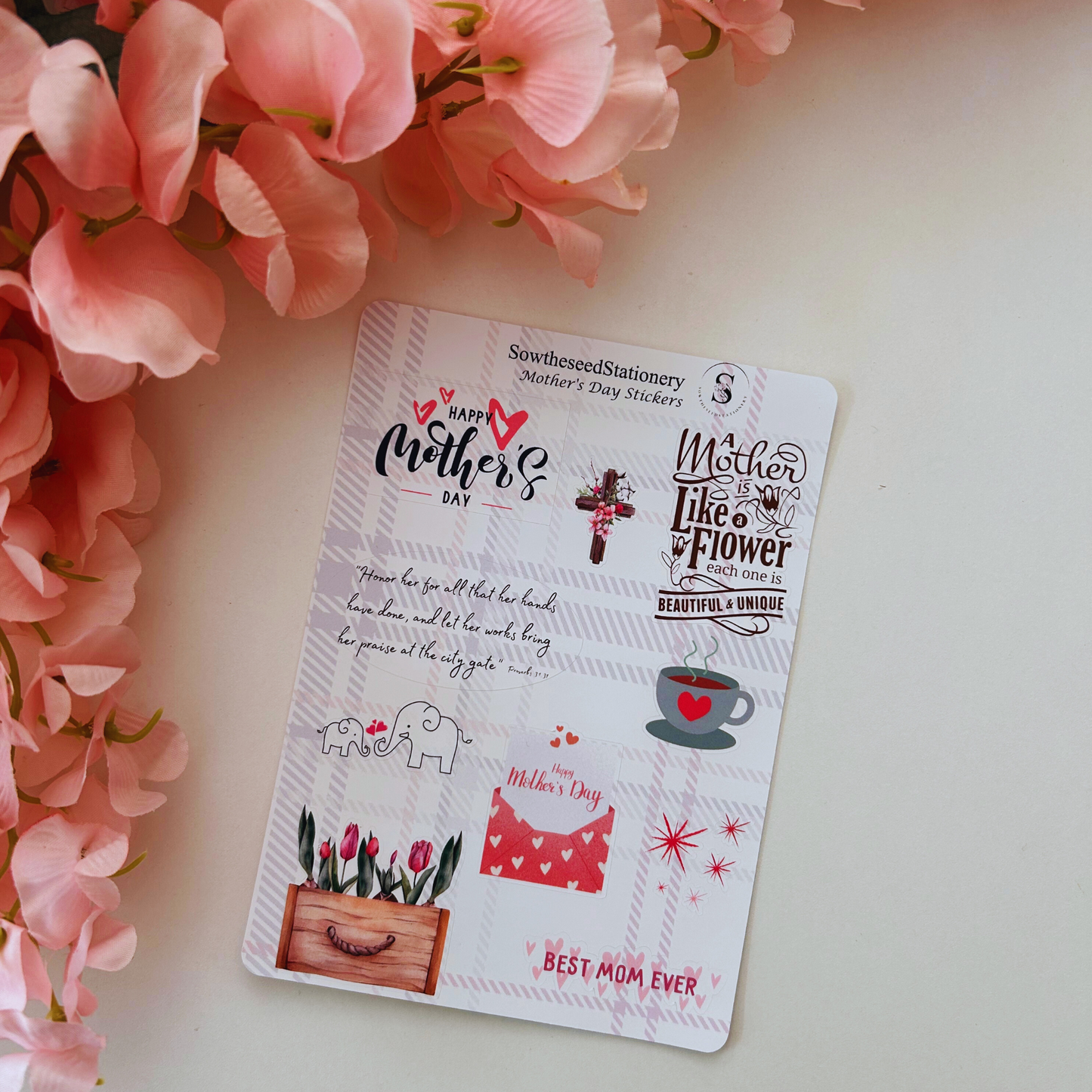 Mother's Day Stickers | Christian Mother's Day Sticker Sheet | Faith-Based Planner Stickers | Scripture Stickers