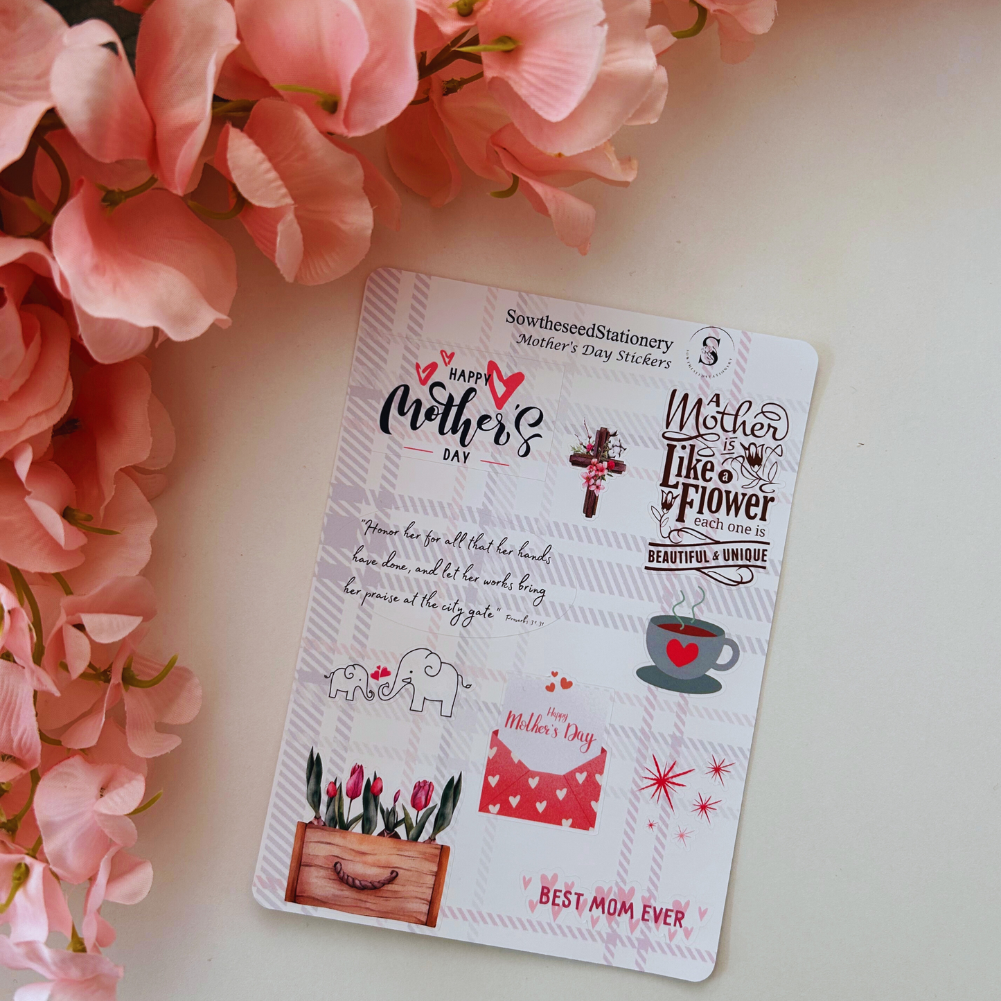 Mother's Day Stickers | Christian Mother's Day Sticker Sheet | Faith-Based Planner Stickers | Scripture Stickers