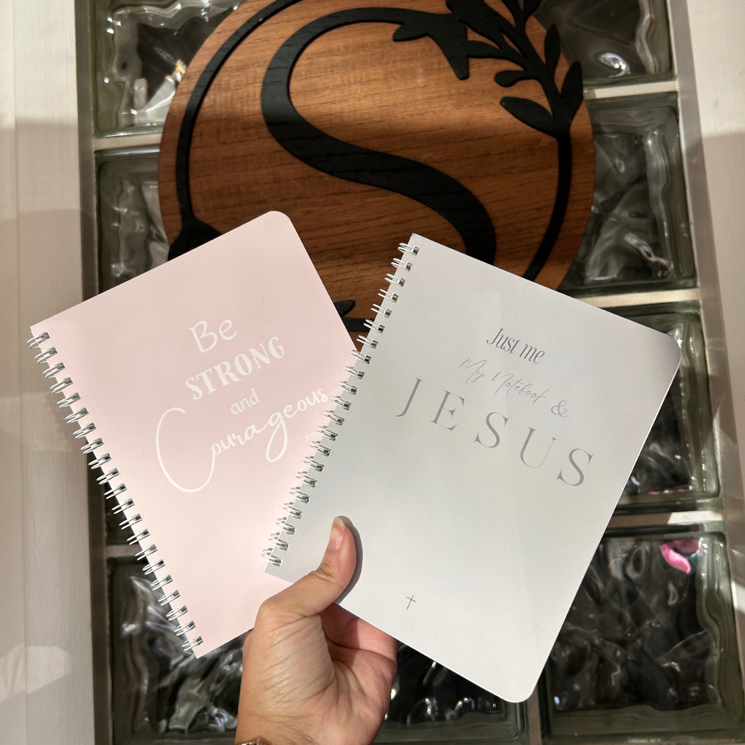 Be Strong & Courageous pink lined journal