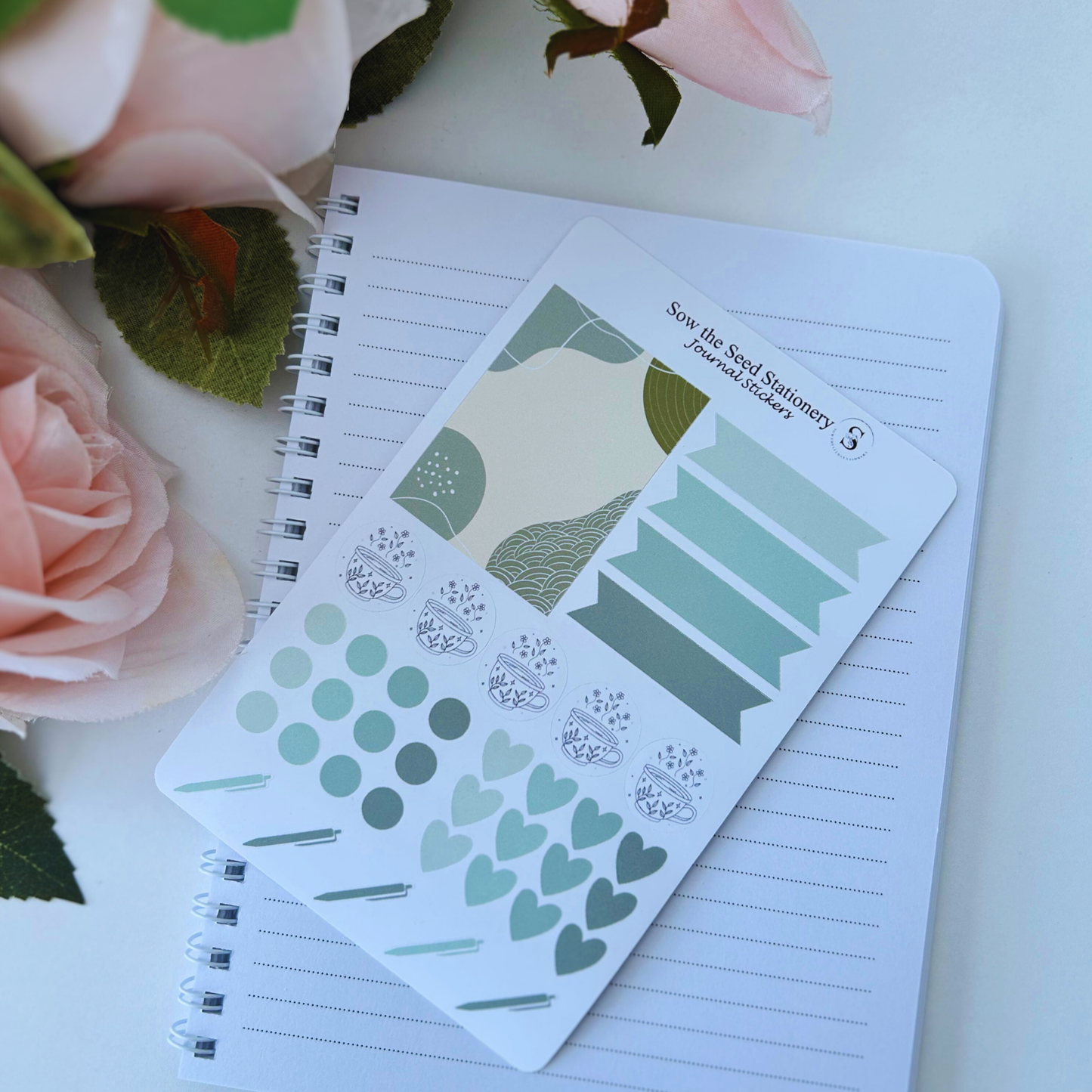 Green Journaling Stickers | Minimalist Planner & Notebook Stickers