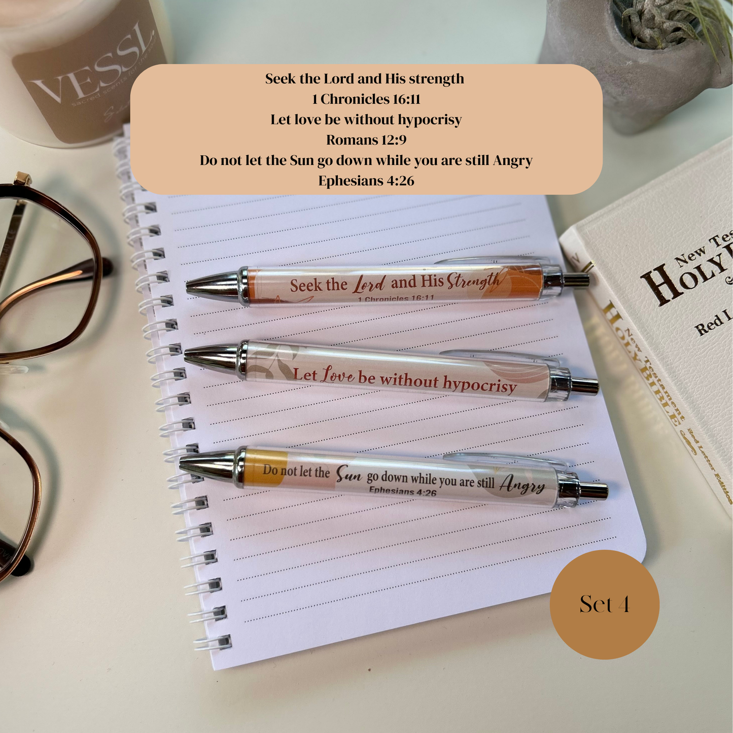 Scripture pens, gift set, Christian ballpoint pen set, pens for Christian women, Bible verse pens, Bible study pens