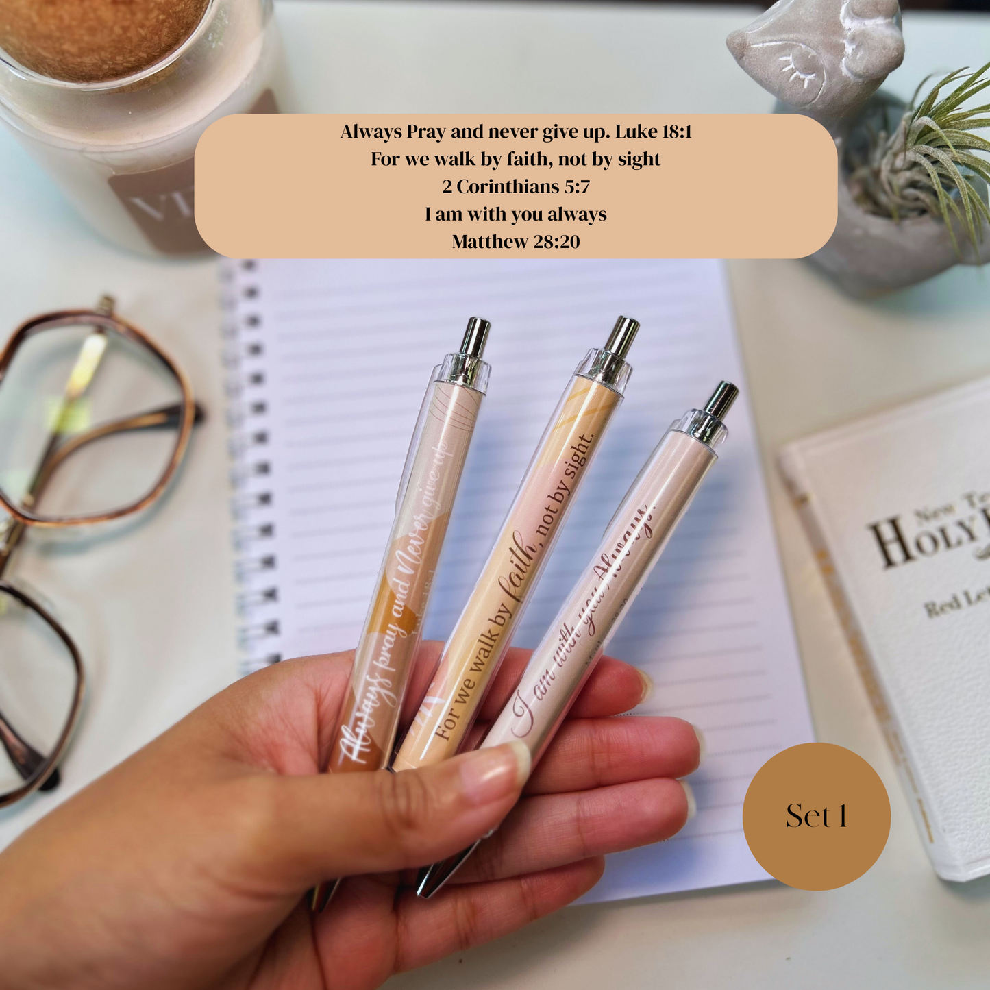 Scripture pens, gift set, Christian ballpoint pen set, pens for Christian women, Bible verse pens, Bible study pens