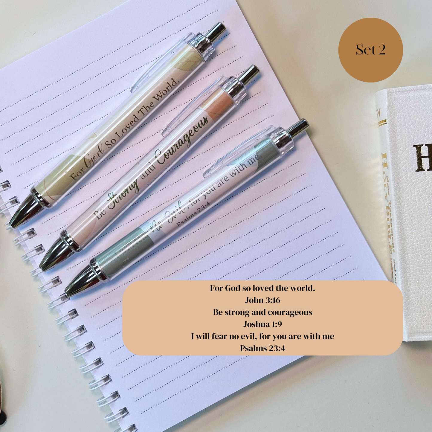 Scripture pens, gift set, Christian ballpoint pen set, pens for Christian women, Bible verse pens, Bible study pens