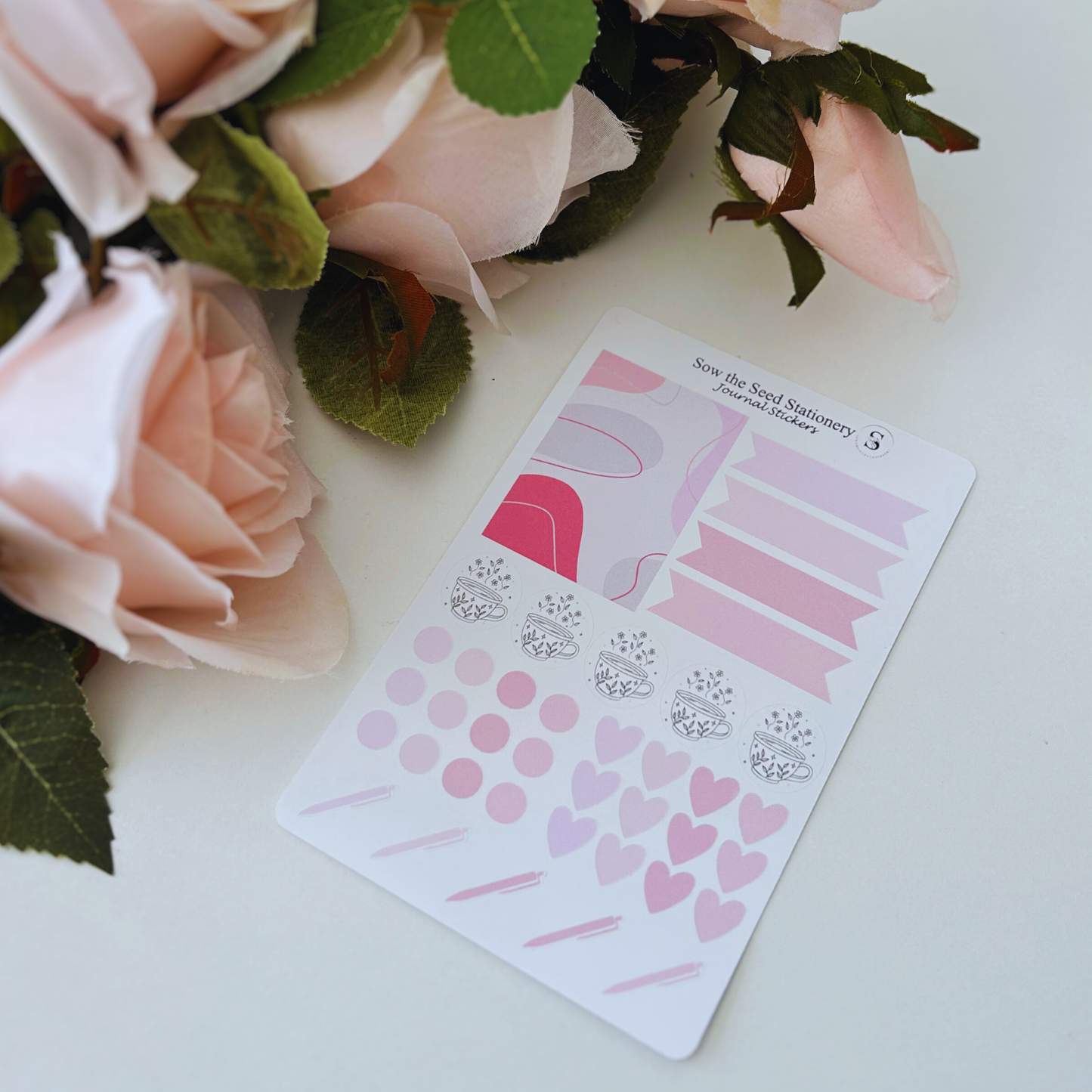 Pink Journaling Stickers | Minimalist Planner & Notebook Stickers