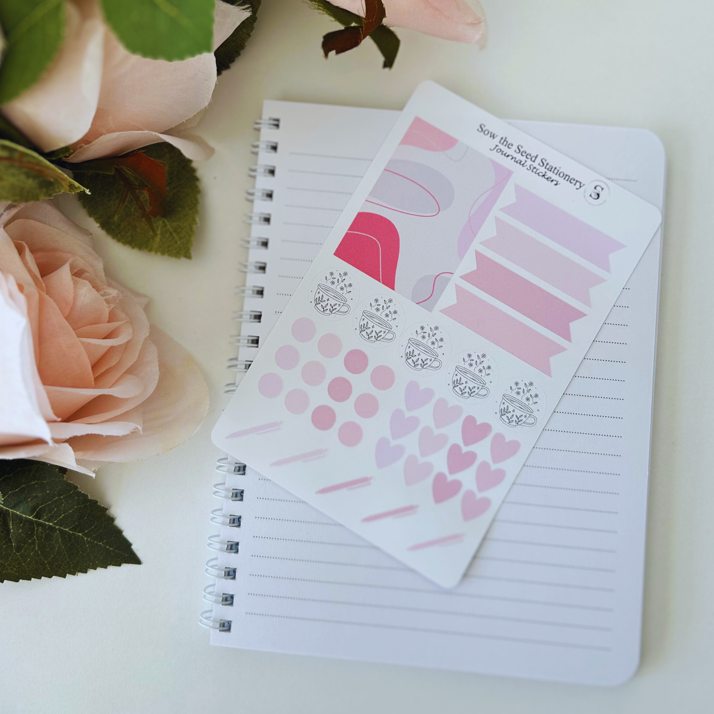 Pink Journaling Stickers | Minimalist Planner & Notebook Stickers
