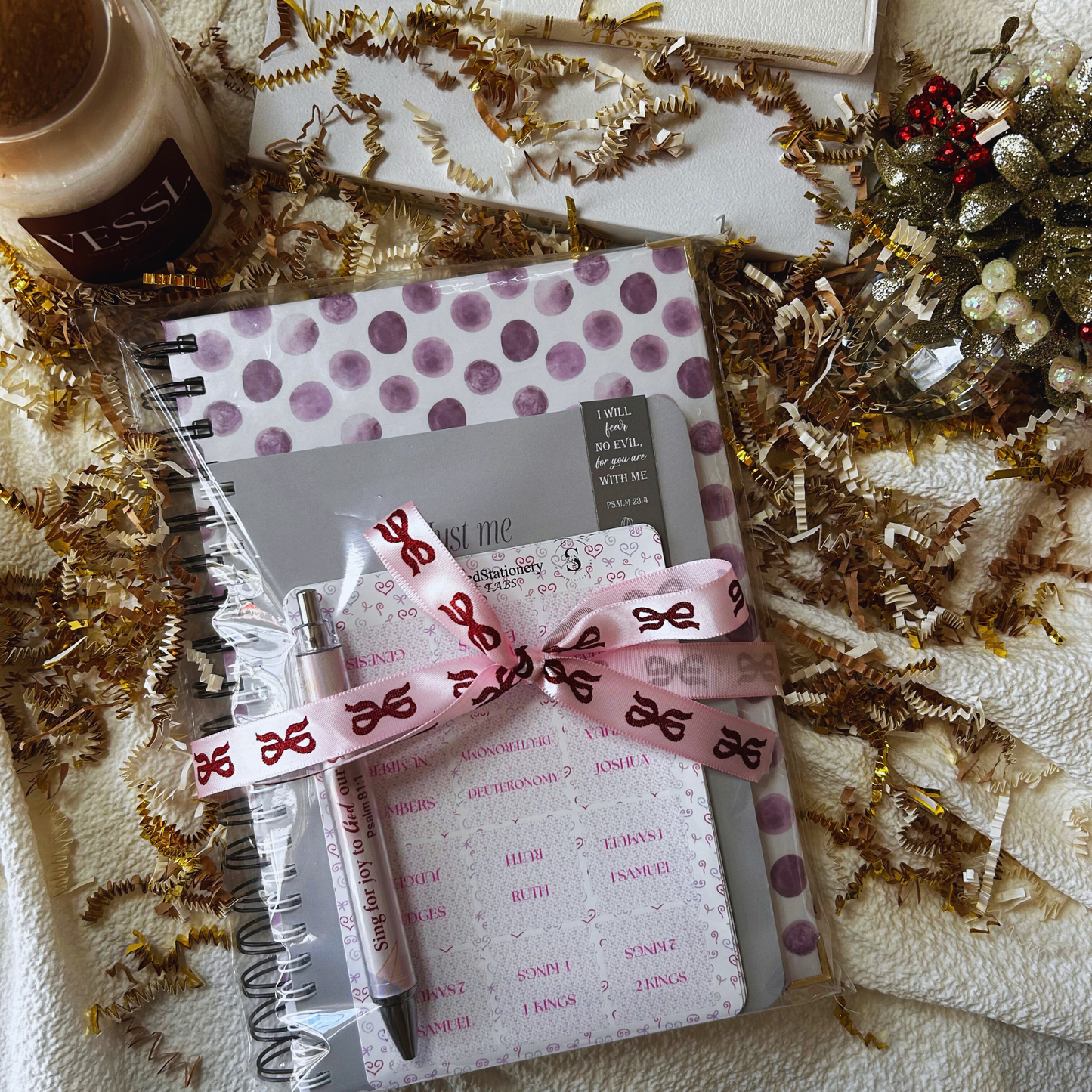 Diligence in Faith Gift Set | Christian Gift for Women | Lined Notebook, Bible Tabs, Scripture Pen & Bookmark | Faith Journaling Kit