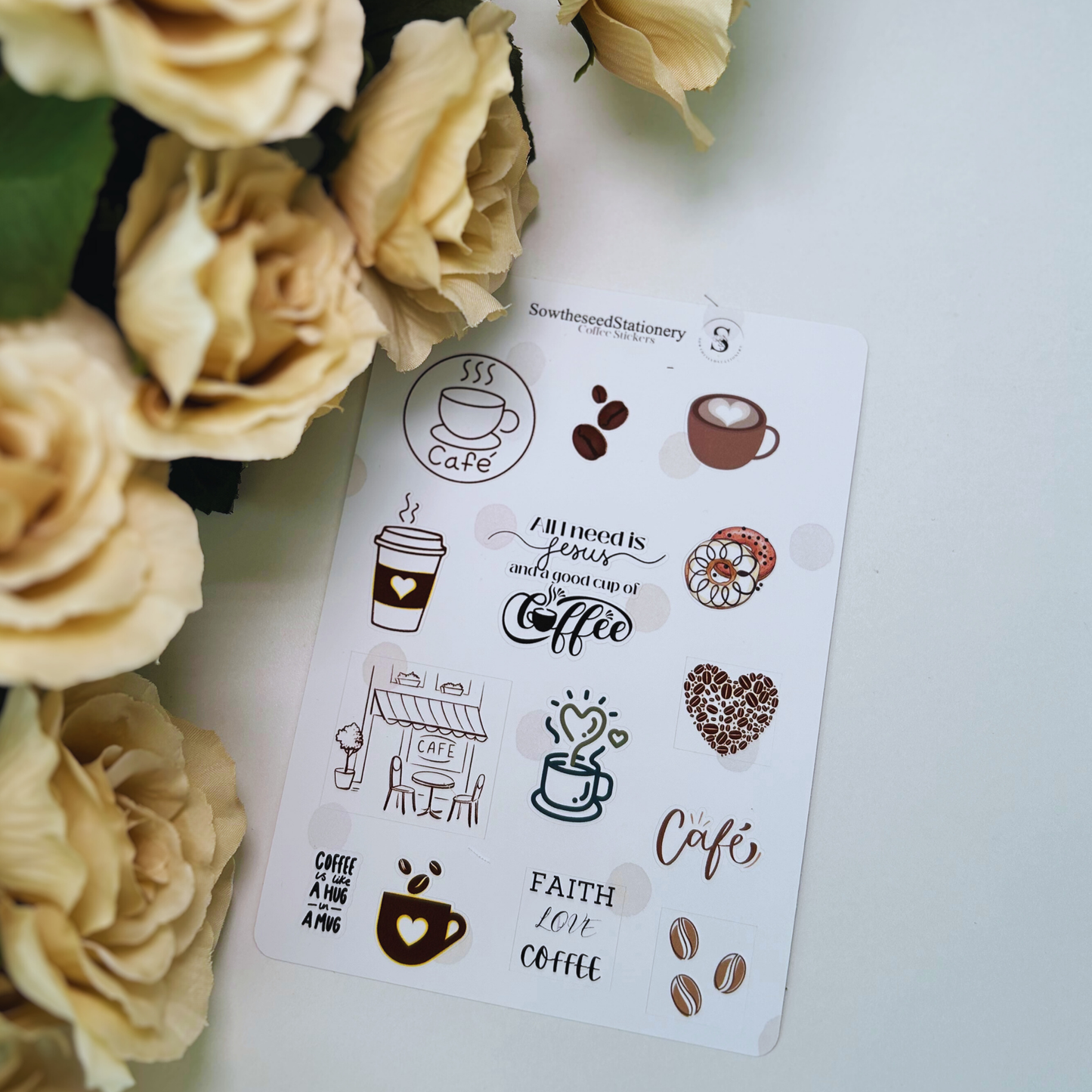 Aesthetic Coffee Stickers – Cute & Minimalist Café-Inspired Planner Stickers