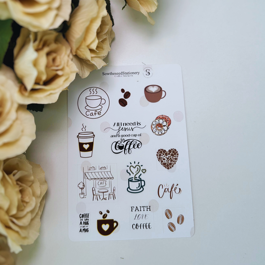 Aesthetic Coffee Stickers – Cute & Minimalist Café-Inspired Planner Stickers