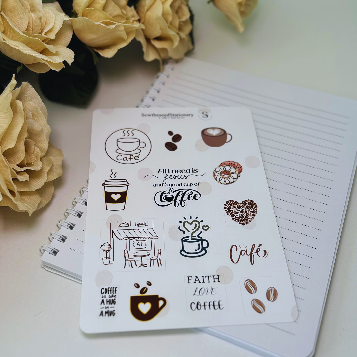 Aesthetic Coffee Stickers – Cute & Minimalist Café-Inspired Planner Stickers
