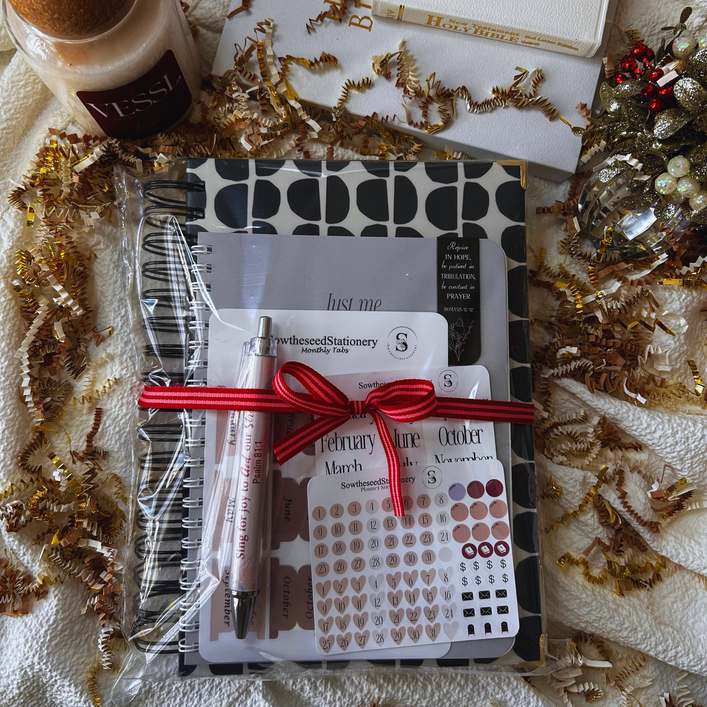 Lamenting in Faith Planner Bundle | Christian Gift Set | Faith Notebook, Scripture Pen, Tabs & Bookmark | Gifts for Women