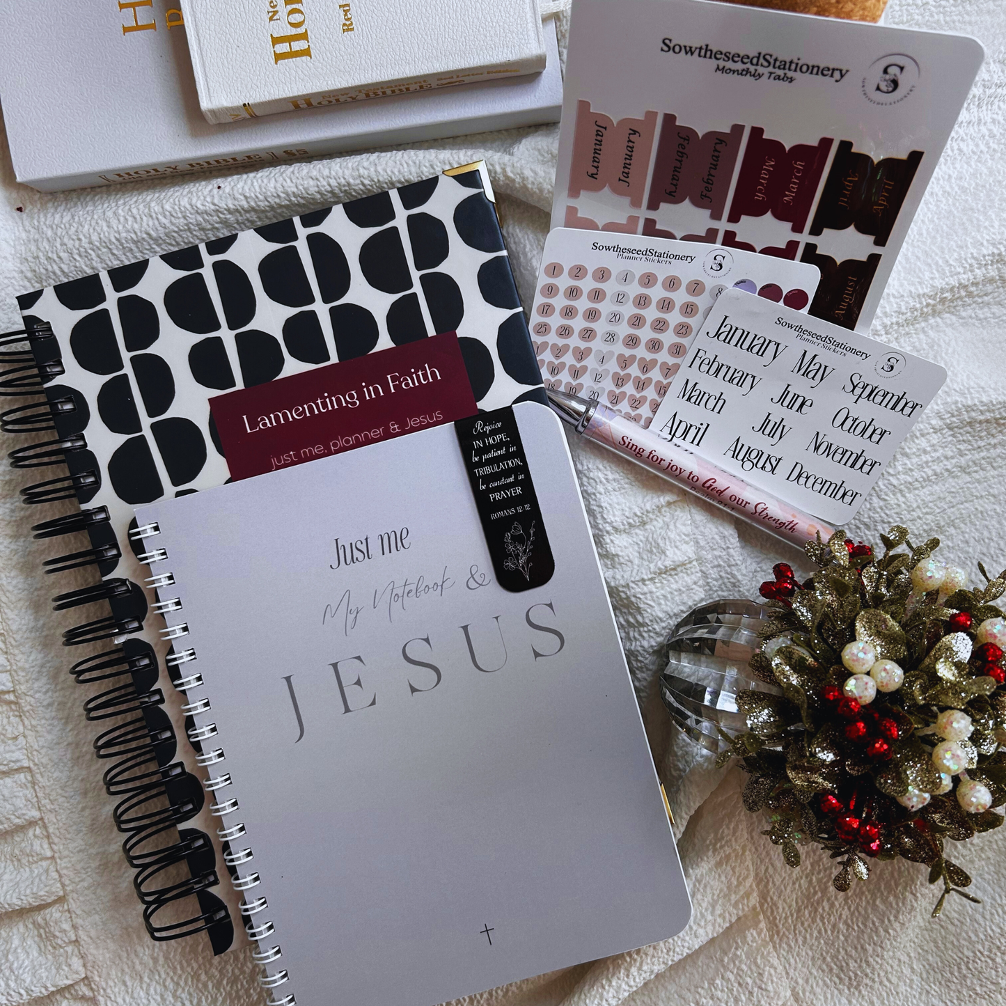 Lamenting in Faith Planner Bundle | Christian Gift Set | Faith Notebook, Scripture Pen, Tabs & Bookmark | Gifts for Women