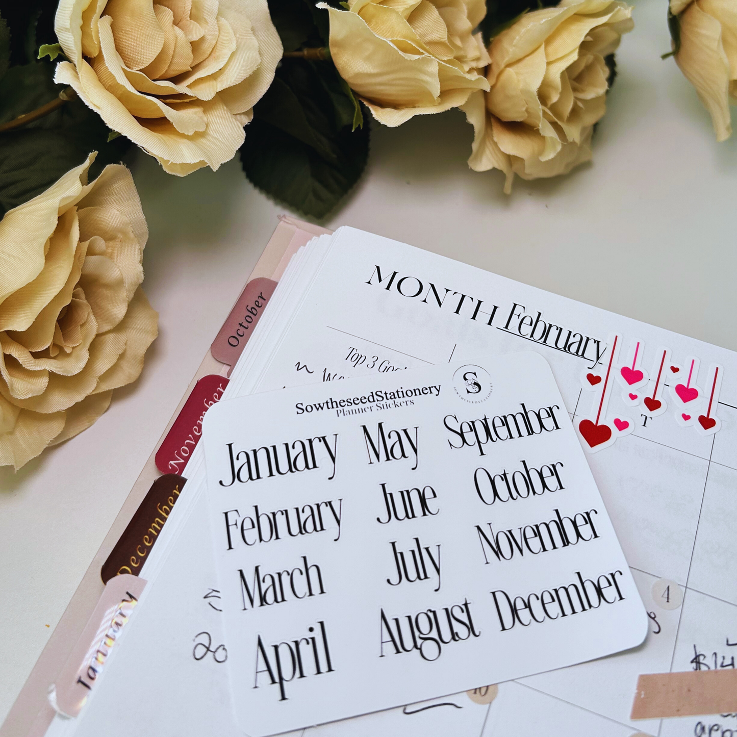 Minimalist Monthly Planner Label Stickers – Elegant & Functional Organization