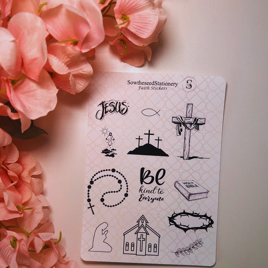 Modern Faith Stickers | Minimalist Jesus Stickers | Black and White Christian Decor
