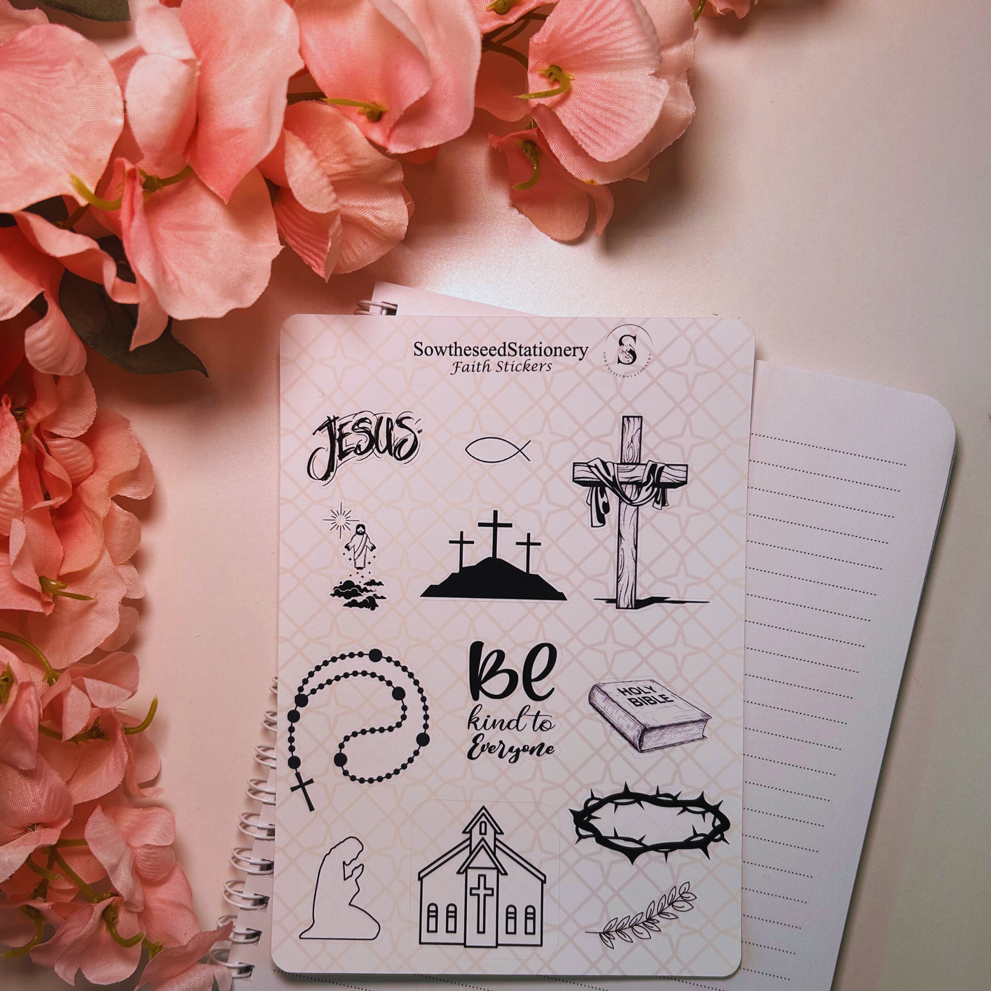 Modern Faith Stickers | Minimalist Jesus Stickers | Black and White Christian Decor
