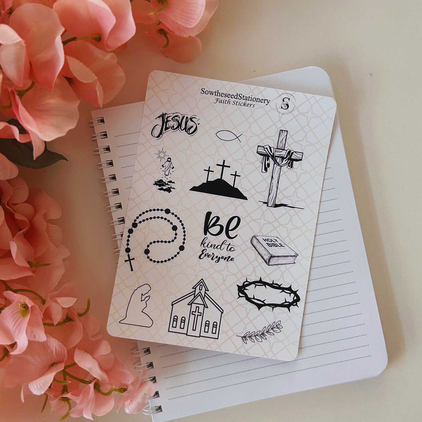 Modern Faith Stickers | Minimalist Jesus Stickers | Black and White Christian Decor