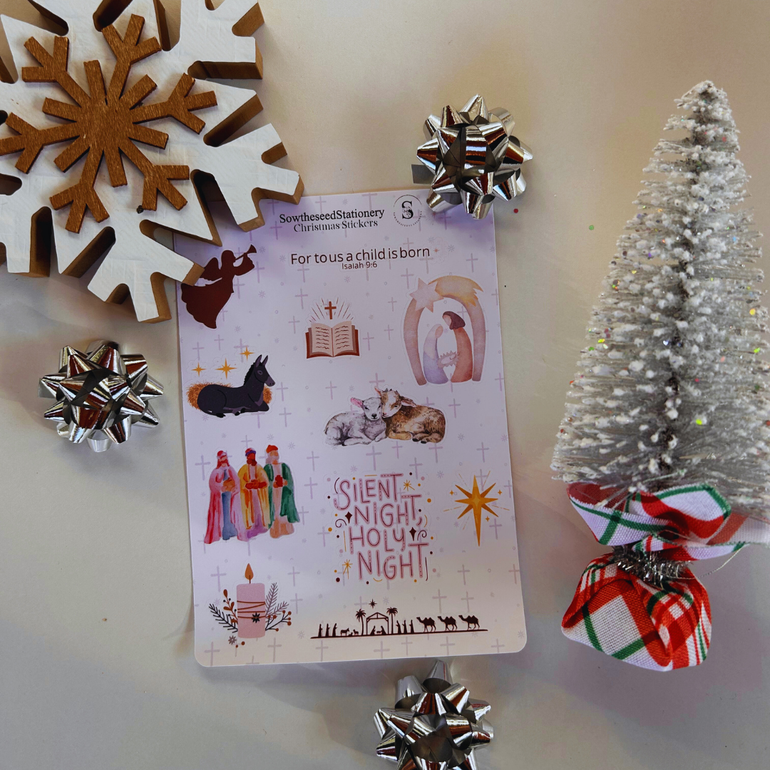 Christian Christmas Stickers – Holiday Sticker Pack - Faith Inspired