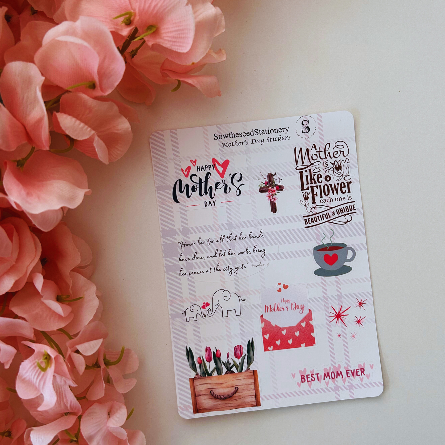 Mother's Day Stickers | Christian Mother's Day Sticker Sheet | Faith-Based Planner Stickers | Scripture Stickers