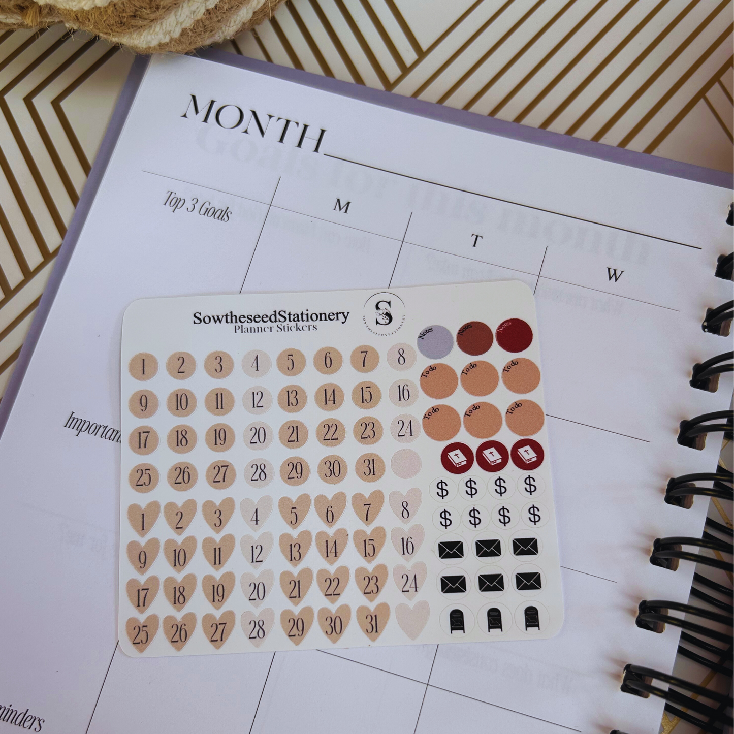 Minimalist Number Planner Stickers – 2 Months of Calendar Date Stickers for Bullet Journals & Planners