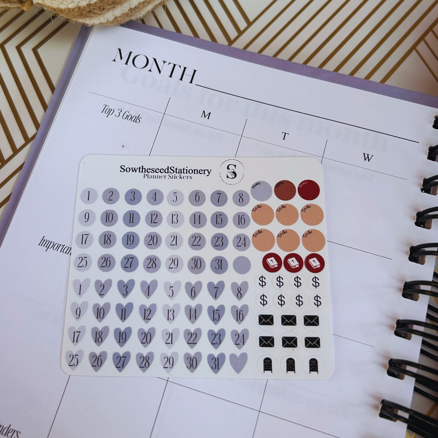 Minimalist Number Planner Stickers – 2 Months of Calendar Date Stickers for Bullet Journals & Planners