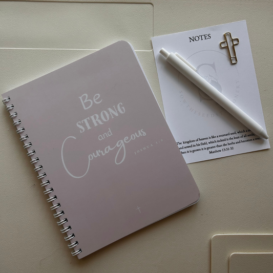Be Strong & Courageous pink lined journal