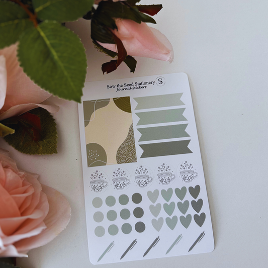 Green Journaling Stickers | Minimalist Planner & Notebook Stickers