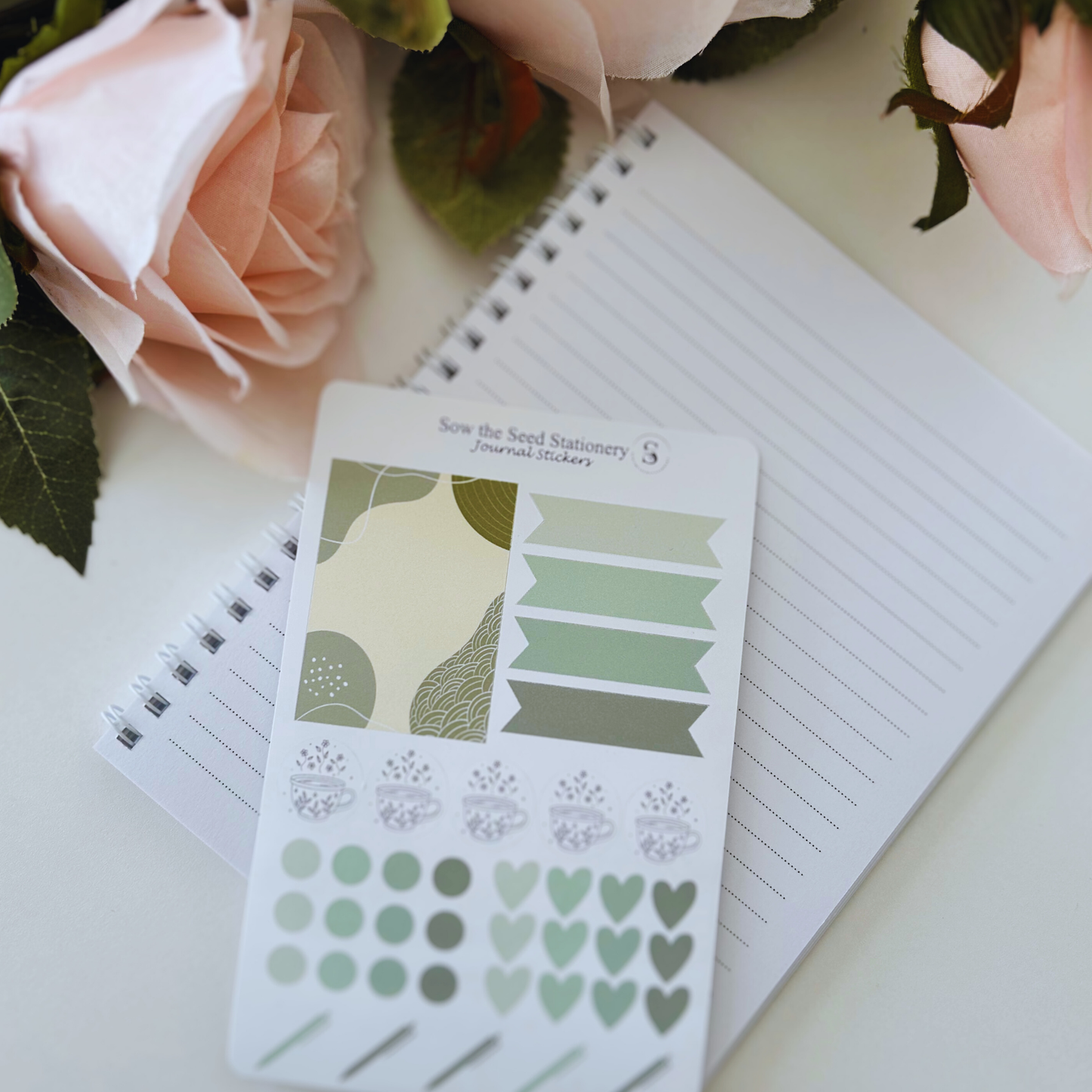 Green Journaling Stickers | Minimalist Planner & Notebook Stickers