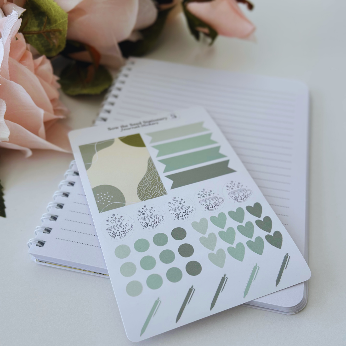 Green Journaling Stickers | Minimalist Planner & Notebook Stickers