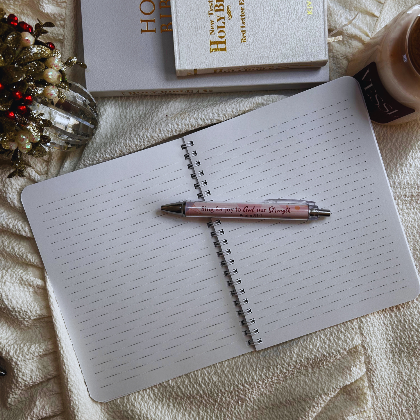 2026 Planner Bundle | Neutral Christian Planner Gift Set | Faith Notebook, Scripture Pen, Tabs & Bookmark | Beige Planner Set