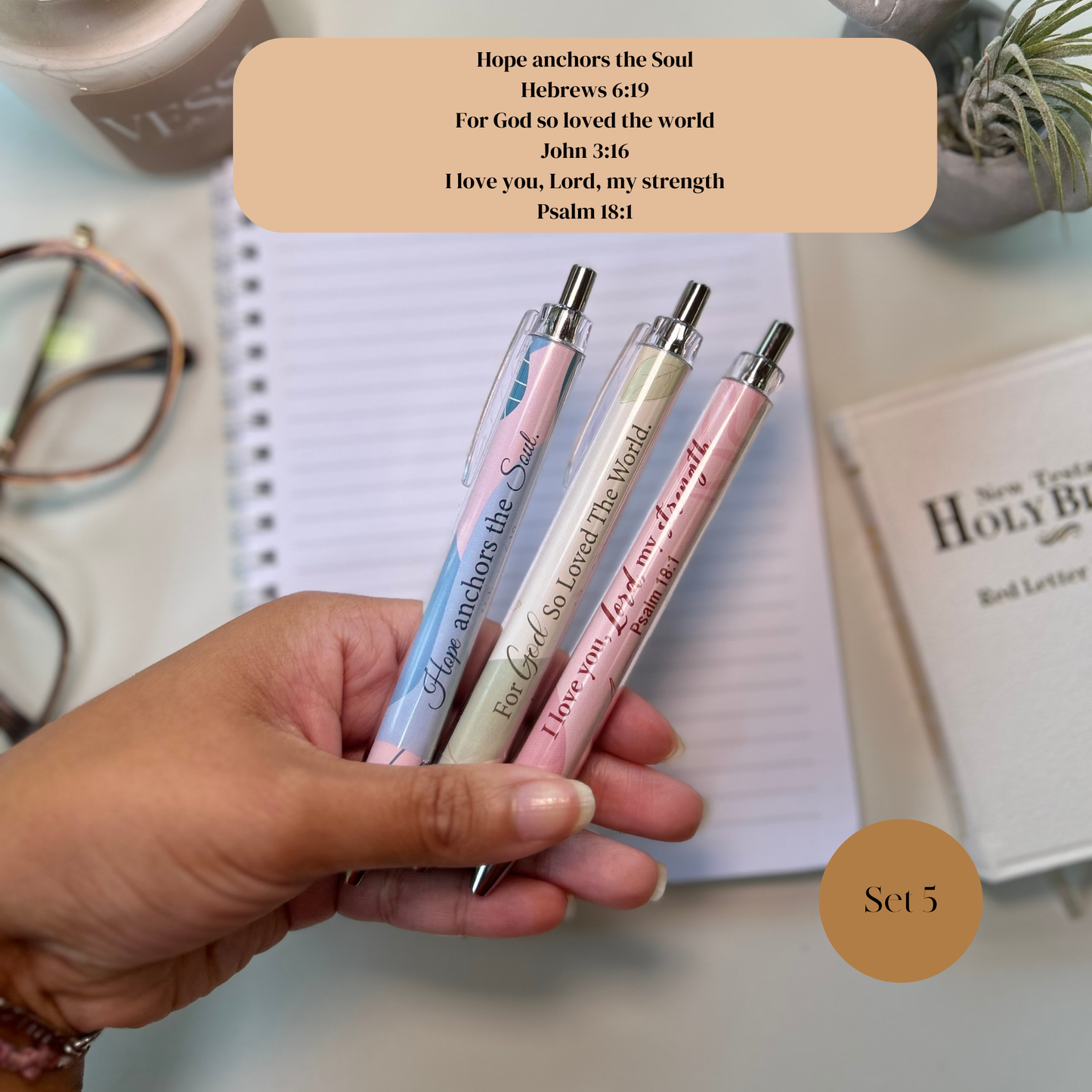 Scripture pens, gift set, Christian ballpoint pen set, pens for Christian women, Bible verse pens, Bible study pens